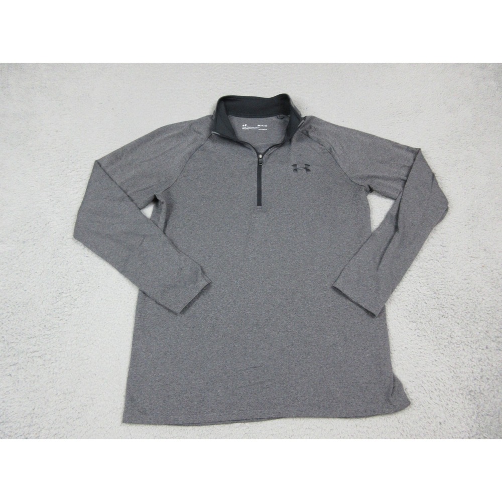 Under Armour HeatGear Pullover Mens Small Gray 1/4 Zip Long Sleeve Athletic Top